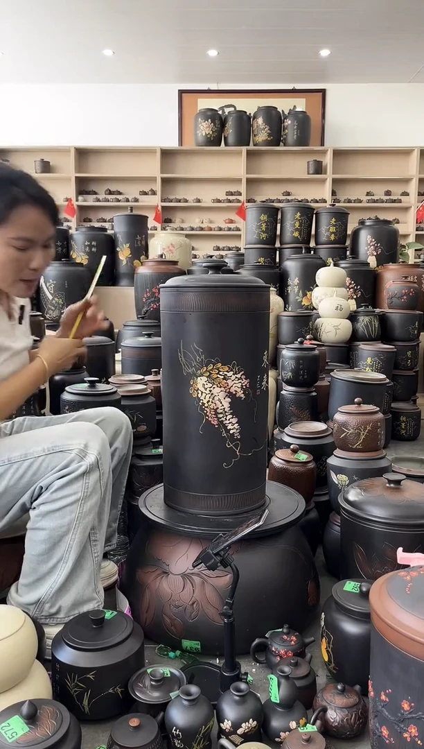 罐瑕疵 彩填21饼 高55cm  741