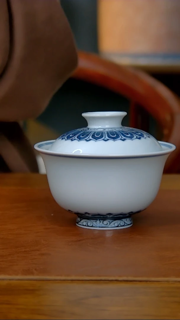 【闪购商品】陶瓷仿明宝相两才盖碗（柴窑）