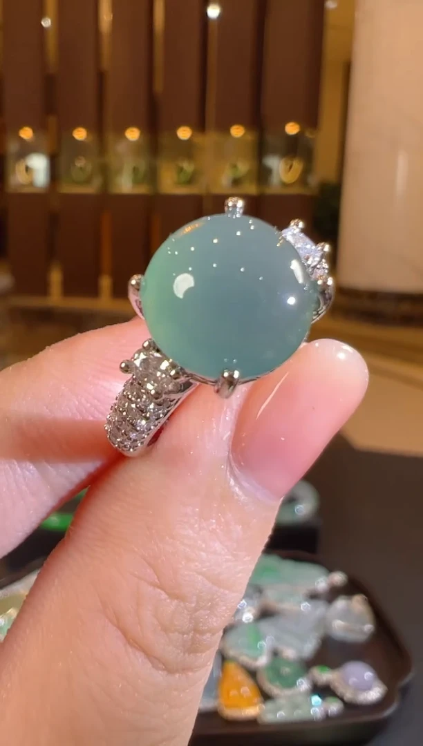 翡翠戒指未镶嵌天然A货翡翠蛋面戒指多样性发一