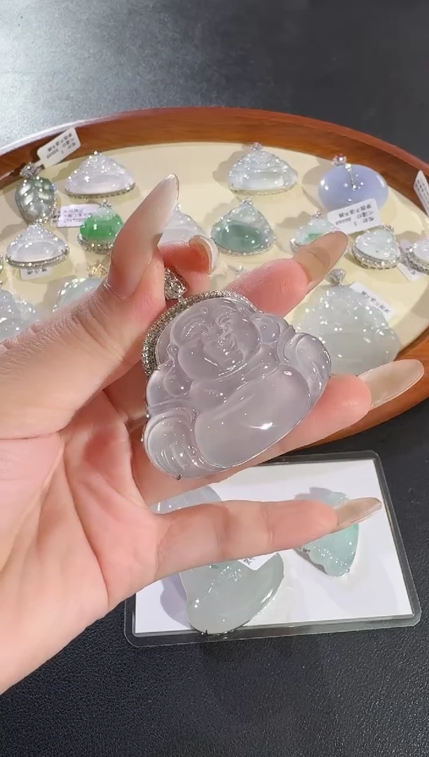 翡翠18K金镶嵌吊坠(不含链)【源头工厂】钻石镶嵌