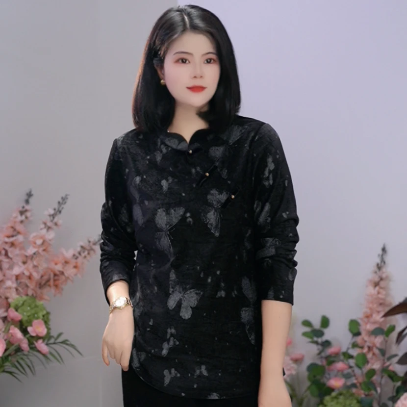 司缪【W5947】轻奢大码女装新中式妈妈装小衫国风显瘦秋冬斜襟上衣