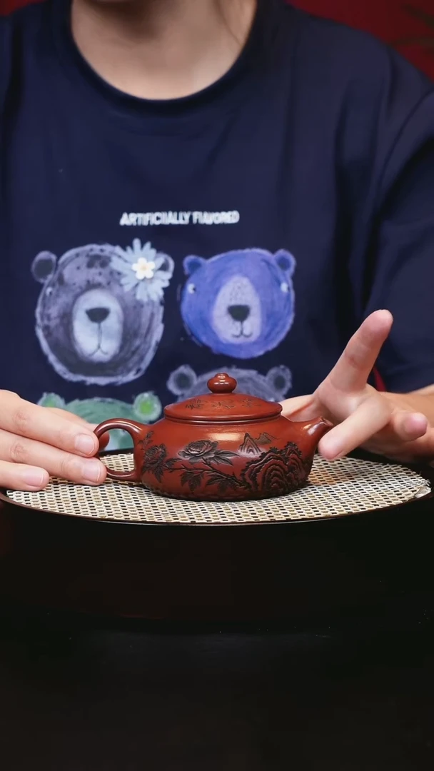 茶壶紫砂龙血牡丹寒江