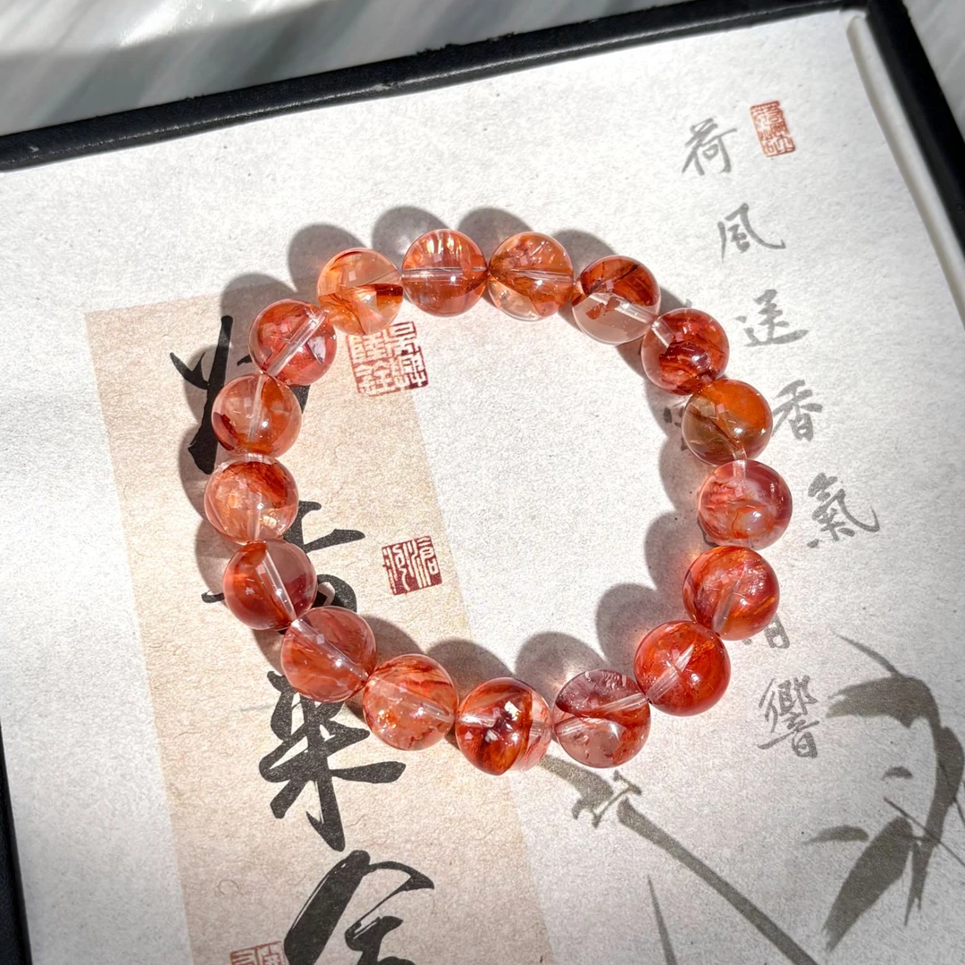 【抖音专属】收藏金红胶花天然水晶手串晶体透-多样性发其一-JH130