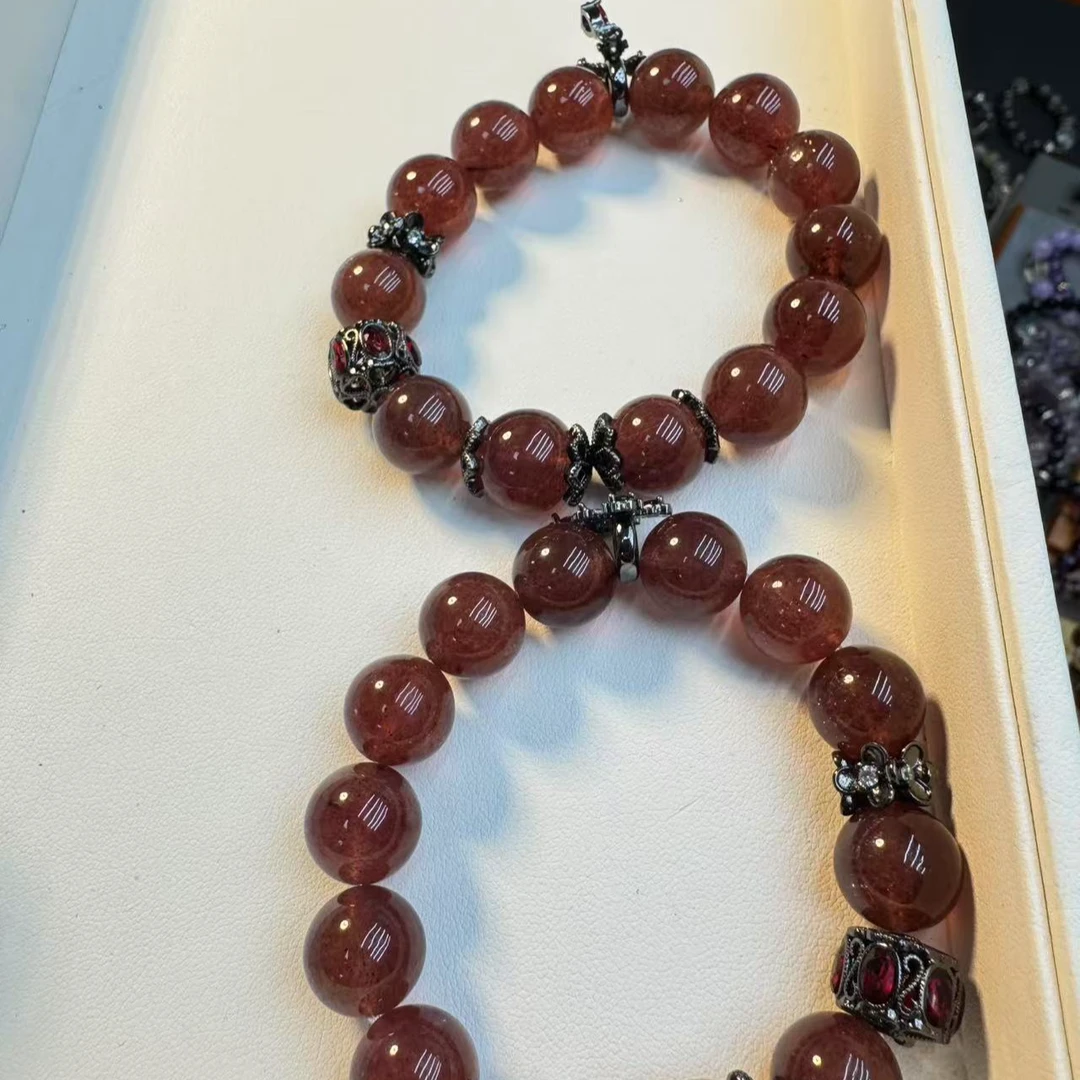 天然草莓晶车厘子红手串 孤品2