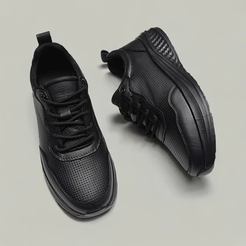 男士夏季新款真皮镂空冲孔透气休闲鞋商务休闲厚底软底鞋子6009