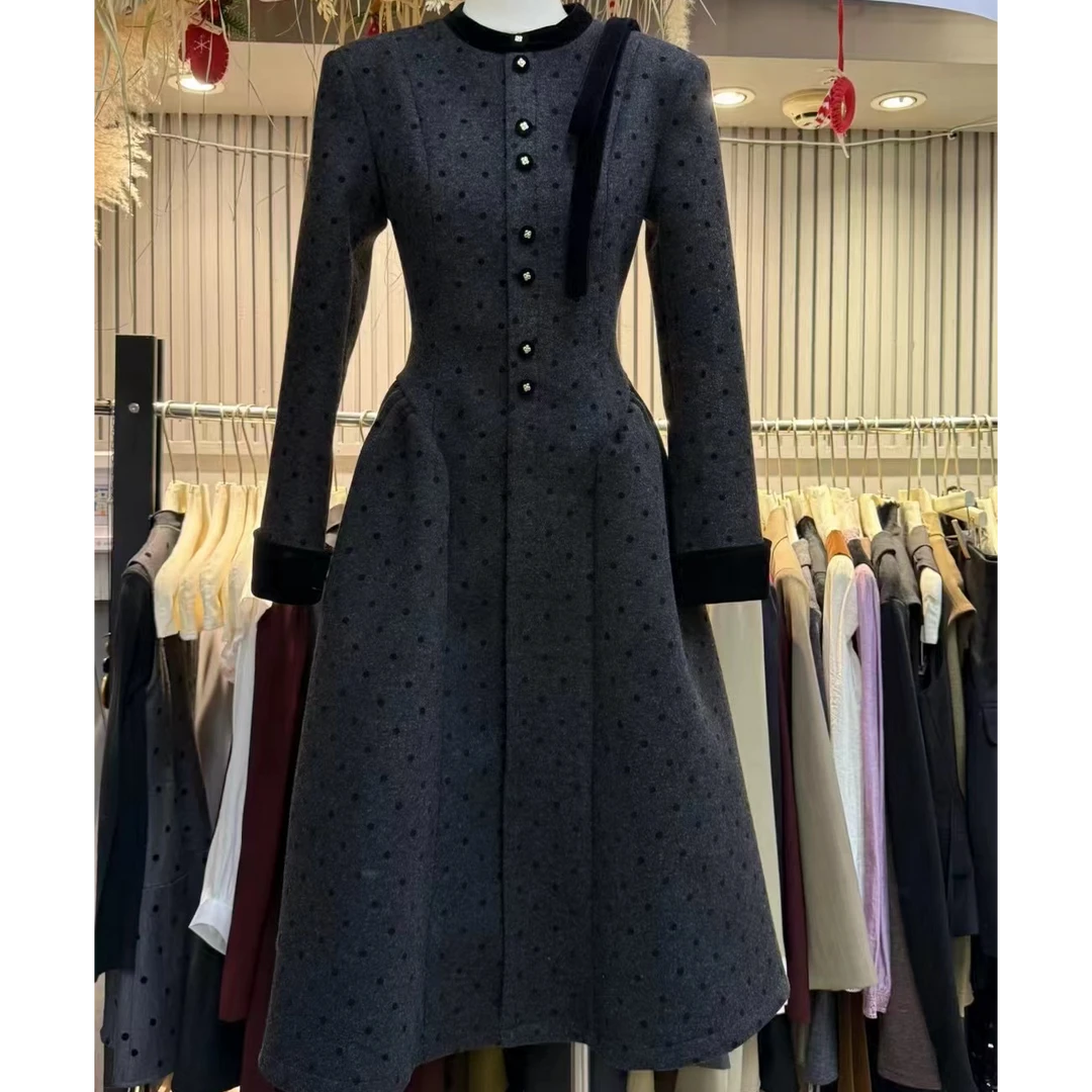 2024冬季新款欧美风百搭呢料连衣裙（长、短款）