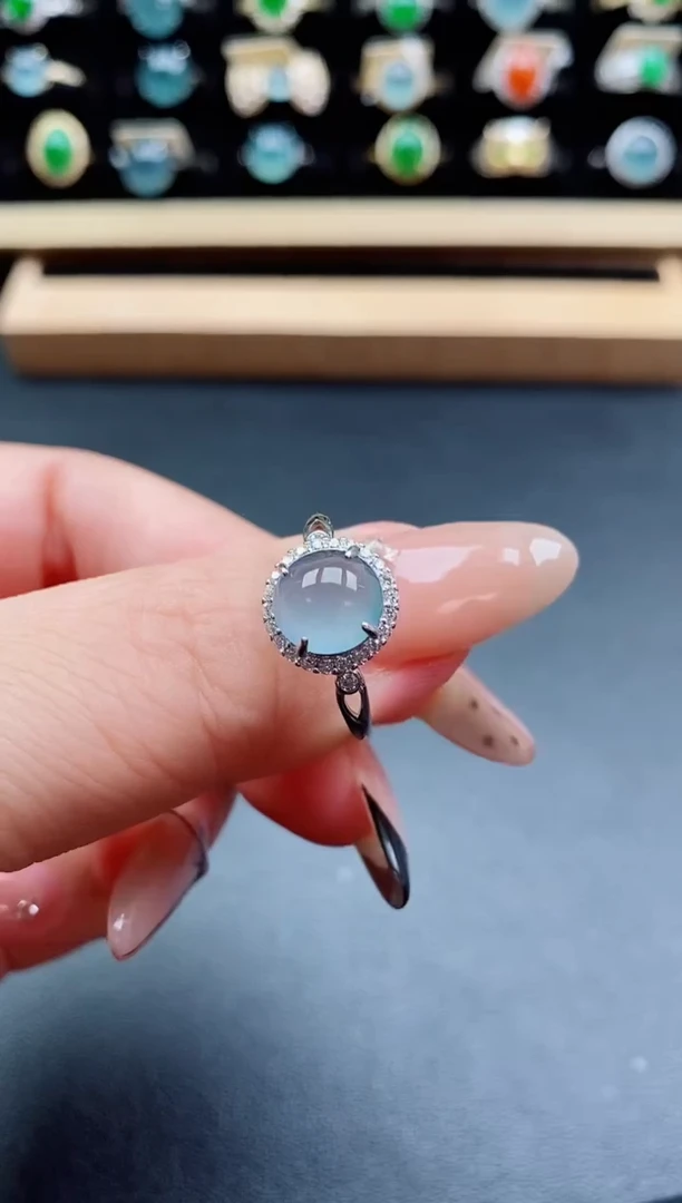 银S925镶嵌戒指翡翠1