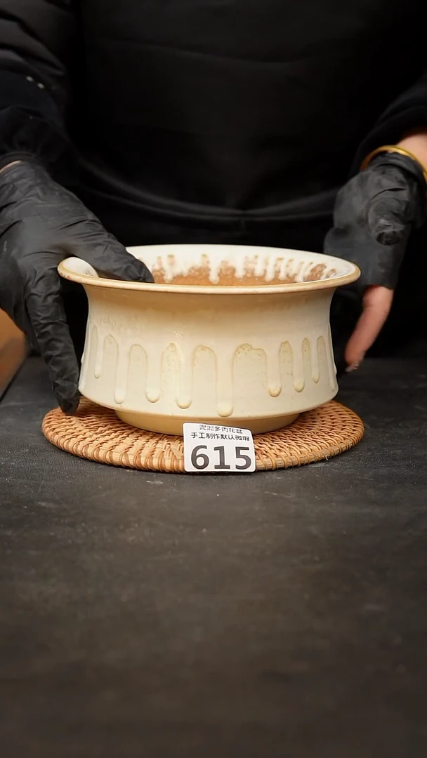 【闪购商品】瓷片615泥泥手工花盆口15高10