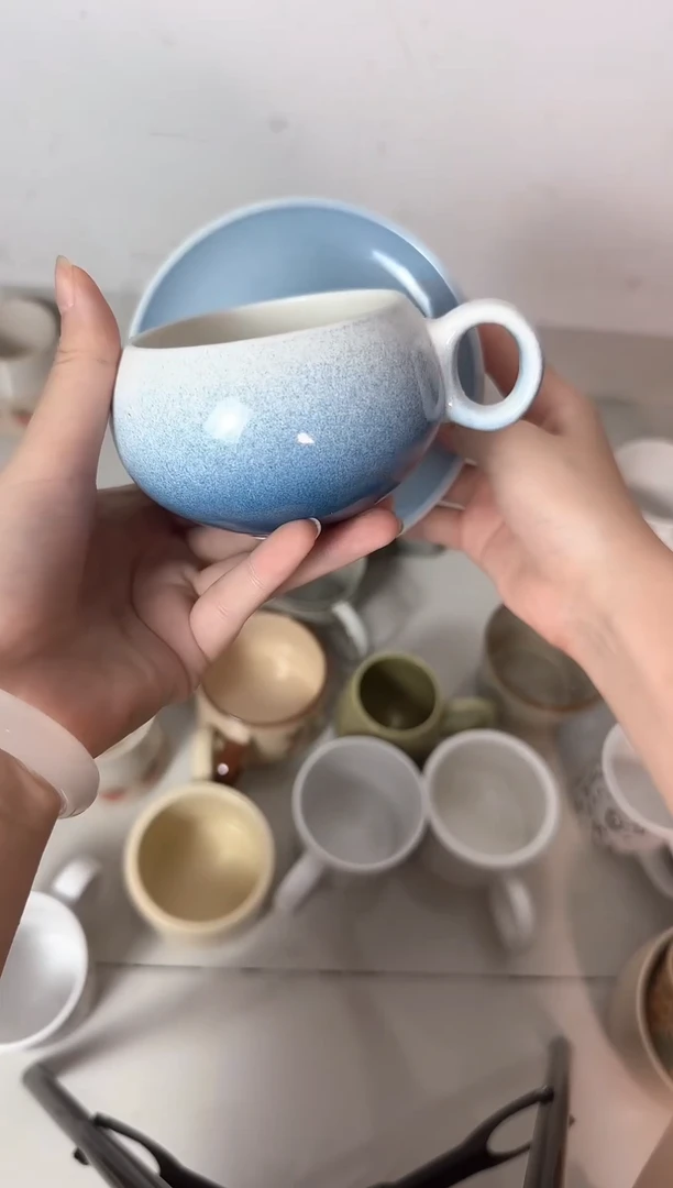 陶瓷无盖款釉下彩陶瓷杯