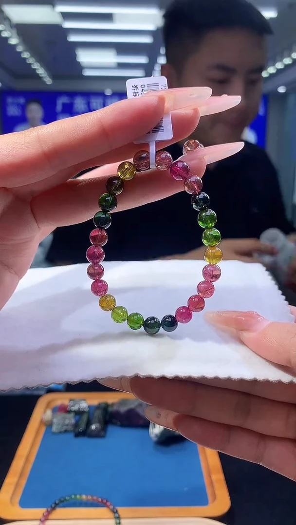 手链未镶嵌碧玺彩虹碧玺单圈7x（多样性发一）