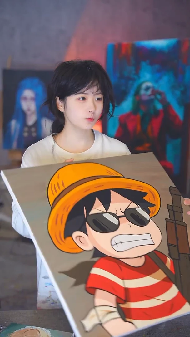 油画N***O极光帆船丙烯画纯手绘