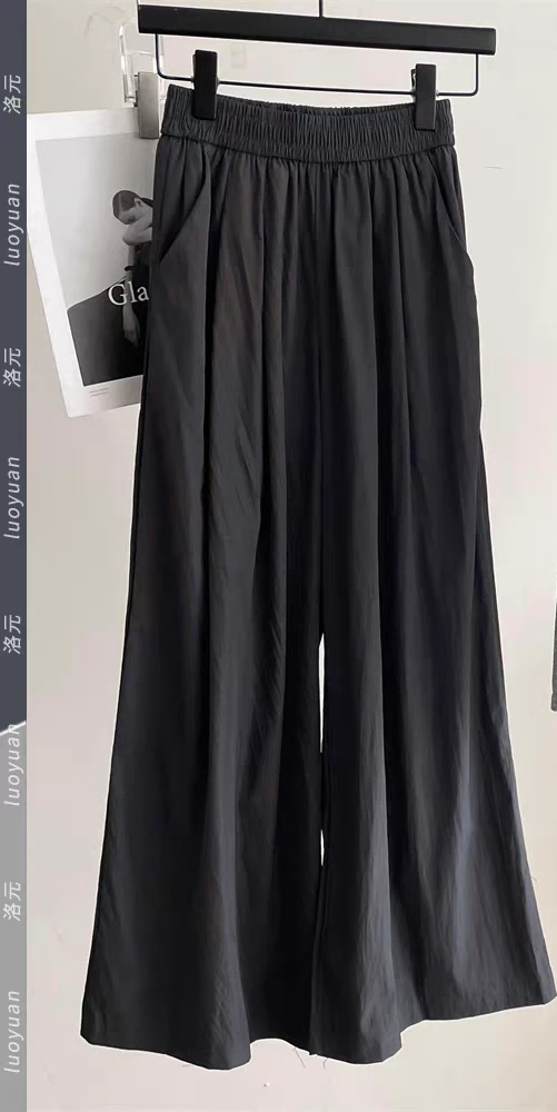 韩版女装慵懒松弛感裤子25902夏季新款高腰时尚百搭阔腿直筒裤