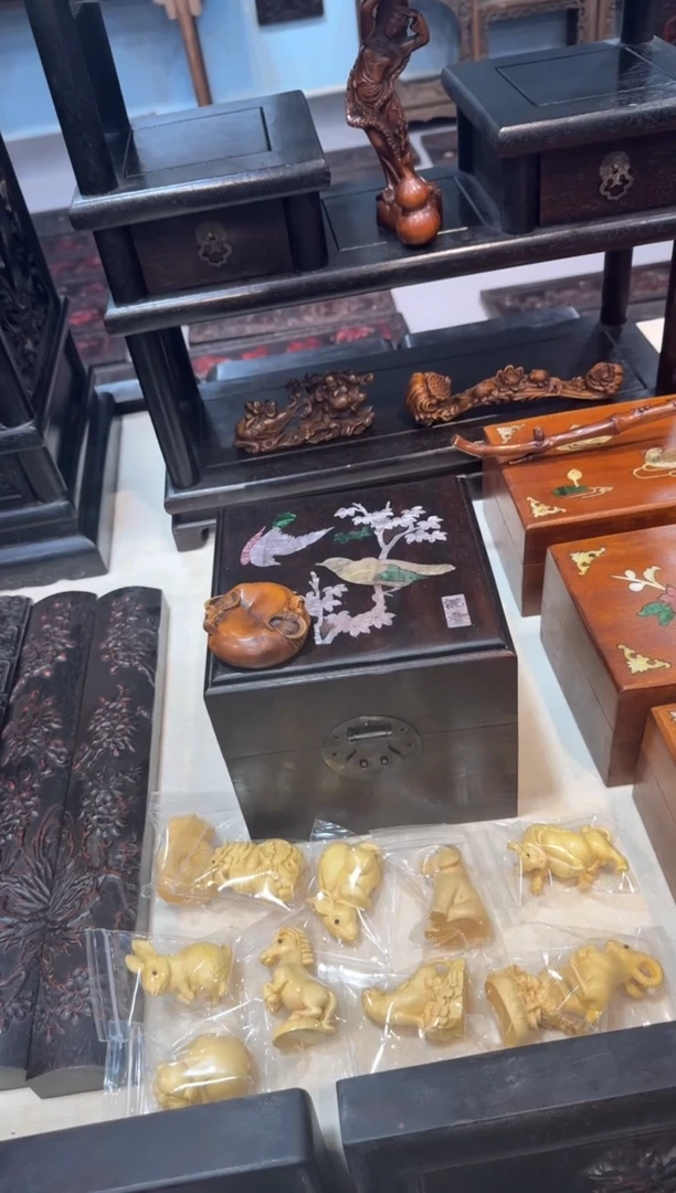 木黄杨13件+紫檀收纳箱