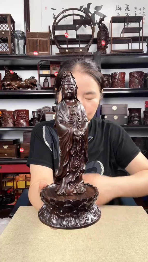 木双层莲花小号+观老李红木工艺品