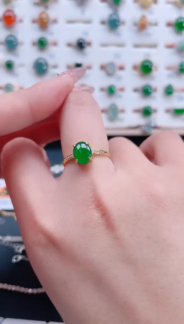 银S925镶嵌戒指翡翠天然翡翠