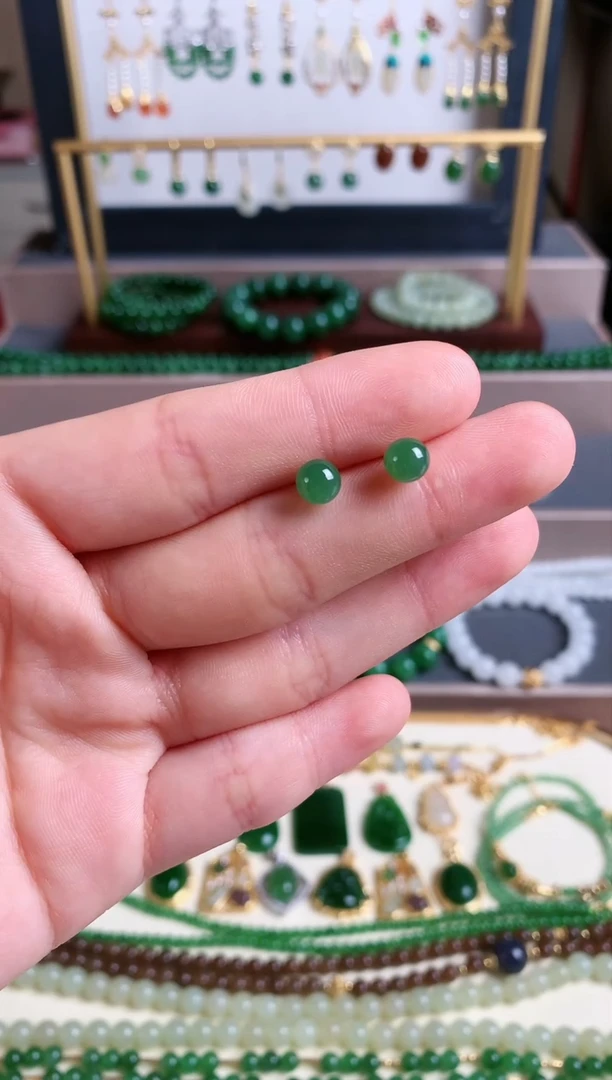 银S925镶嵌和田玉耳饰1