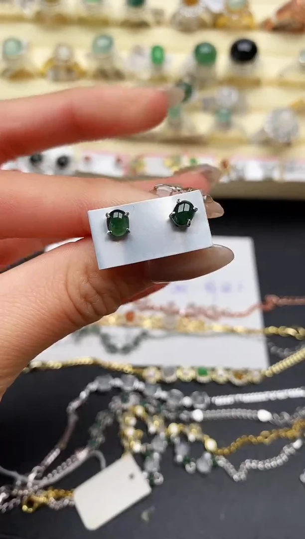 【闪购商品】翡翠戒指银S925镶嵌缅甸翡翠4   1+1