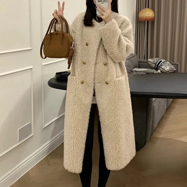 诗凡黎商城同款今年流行时尚软糯羊羔毛大衣女冬季慵懒风宽松皮毛