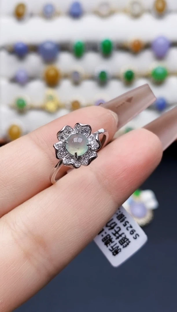 银S925镶嵌戒指翡翠1356