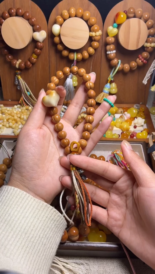 手串猴头核桃秋*全品龙岩小尺寸爱心绿跑环藏式流苏