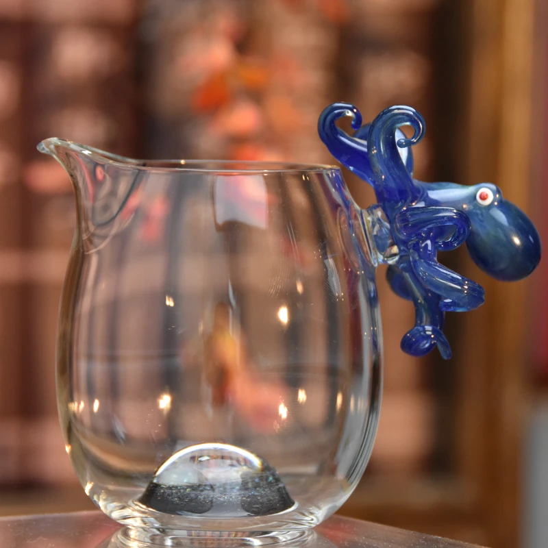 王大锤手作 蓝色妖姬高端公道杯玻璃茶海公道杯轻奢家用