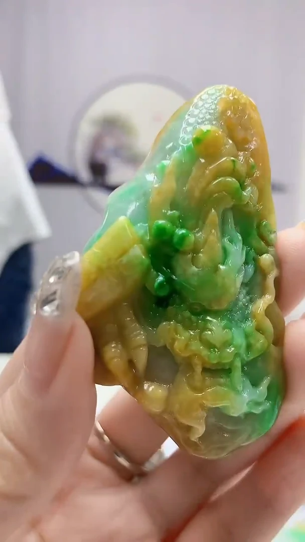 定制翡翠未镶嵌4868DD-毛货挂件龙牌189