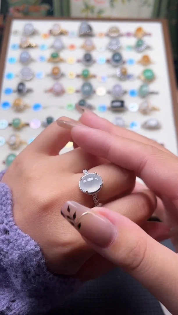 【闪购商品】翡翠戒指银S925镶嵌天然A货翡翠戒指