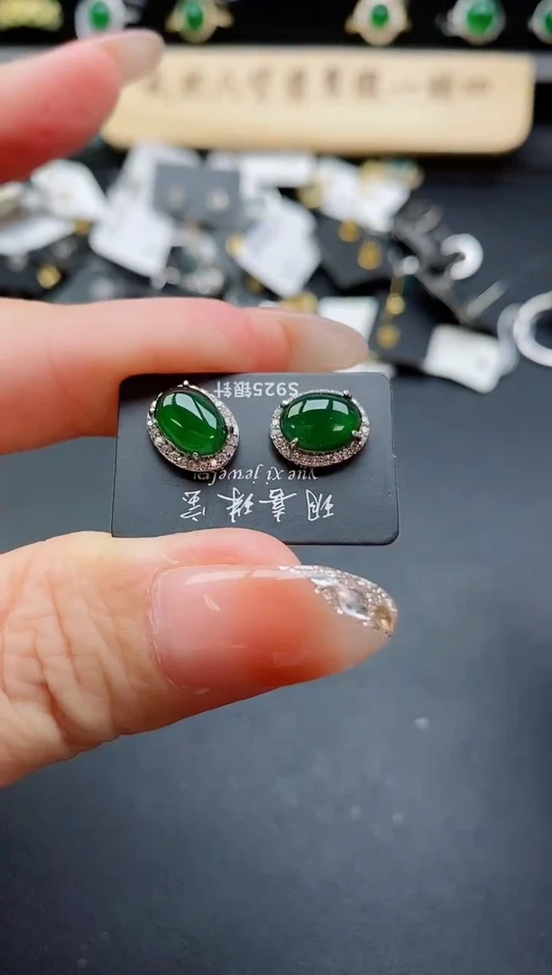 银S925镶嵌戒指翡翠1