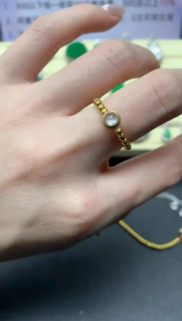 【闪购商品】翡翠戒指18K金镶嵌戒指|800+80