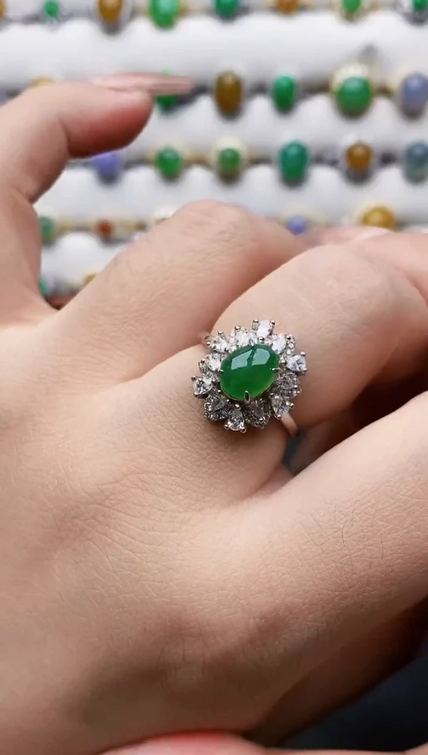 银S925镶嵌戒指翡翠0030