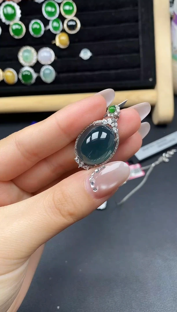 银S925镶嵌戒指翡翠38855