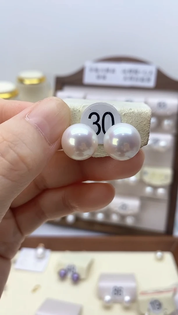 银S925镶嵌淡水珍珠耳饰单珠耳钉