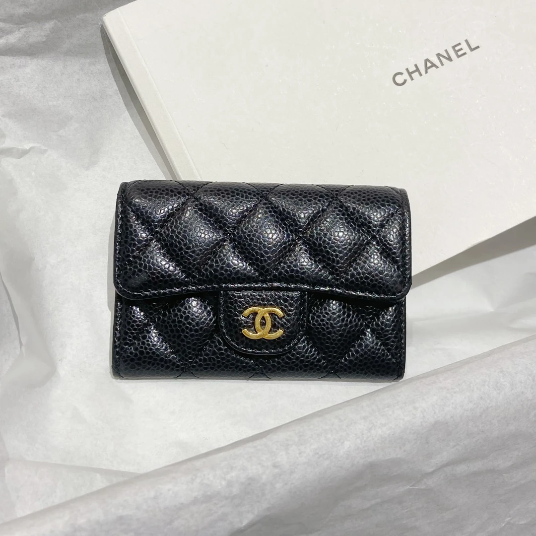 99新 Chanel/香奈儿 黑金经典卡包