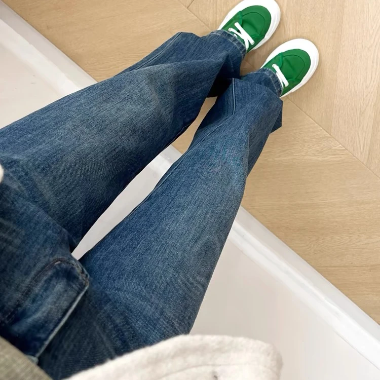 【升级版】2025春夏新款超柔软四面弹直筒高腰显瘦窄版阔腿牛仔裤女