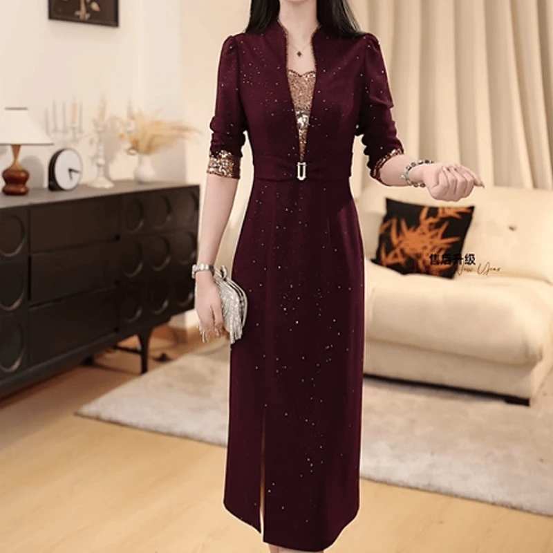 A876【连衣裙】2025早秋新款时尚高端精致优雅气质显瘦约会连衣裙