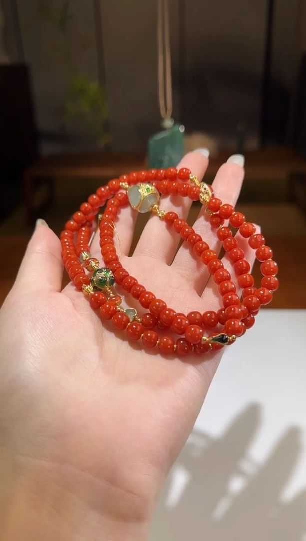 南红玛瑙珠串未镶嵌【鑫鑫】金珠小于0.5