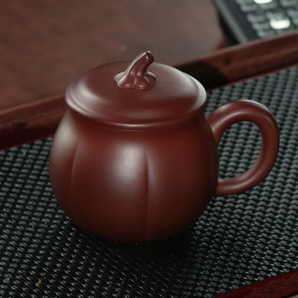 宜兴原矿黄龙山手工紫泥南瓜杯茄瓜杯  GB00626