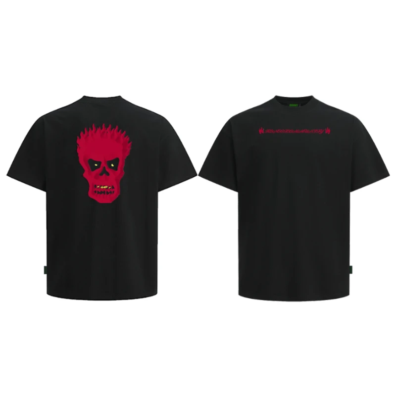 【KONOOT】25SS (火焰骷髅) 立体印花BoxyFit版型裁剪*280G短袖T恤