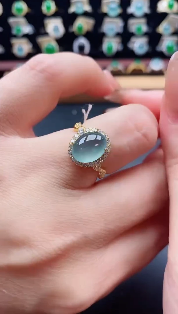 银S925镶嵌戒指翡翠1