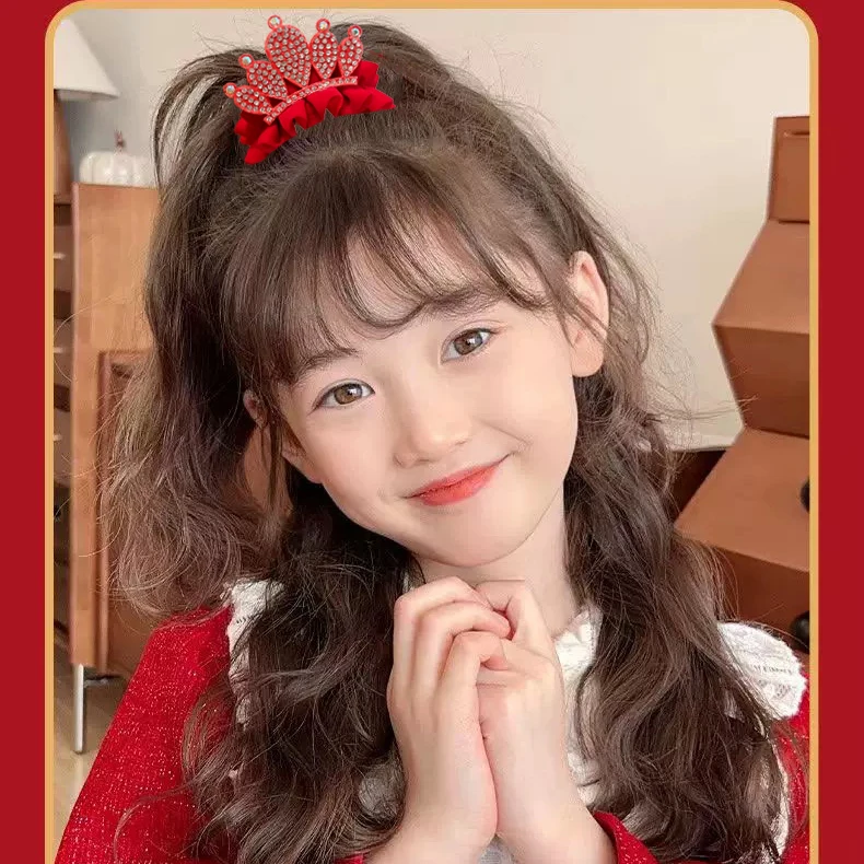 XN724 女童中国风发卡蝴蝶结后压发夹宝宝皇冠顶夹儿童古风新年头