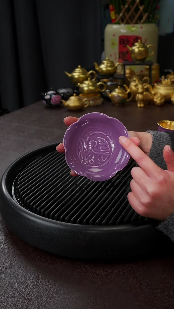 【闪购商品】杯【宜景窑紫罗兰】朱雀杯碟