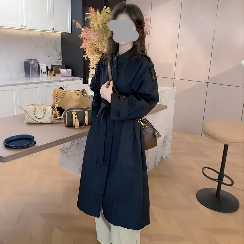 英伦风慵懒风衣外套女春秋2025新款宽松中长款高级感气质立领大衣