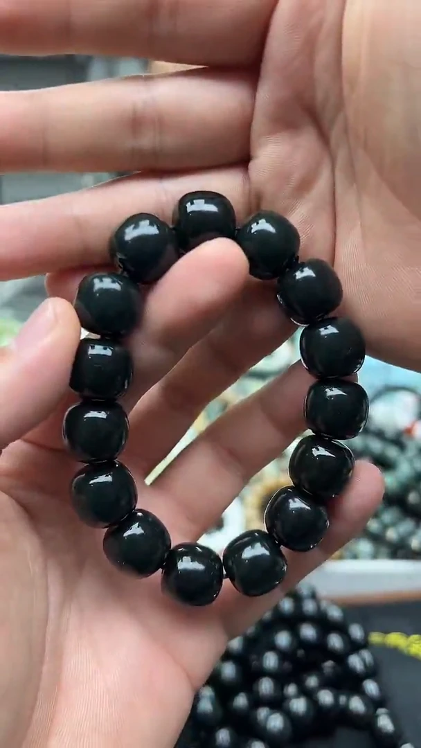 未镶嵌手串和田玉纯天然新疆塔县黑青16