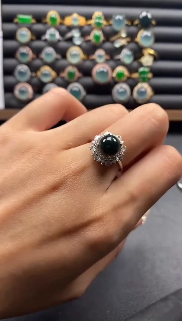 银S925镶嵌戒指翡翠51511