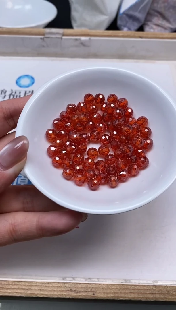 散珠天然锆石未镶嵌B2072 红锆石切面6mm10个9元