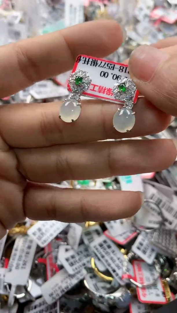 银S925镶嵌戒指翡翠14     1