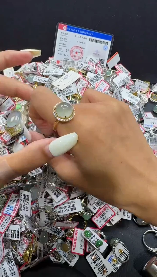 翡翠戒指银S925镶嵌戒指228