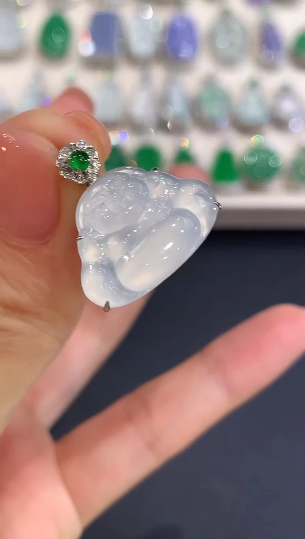 吊坠(不含链)18K金镶嵌翡翠q4