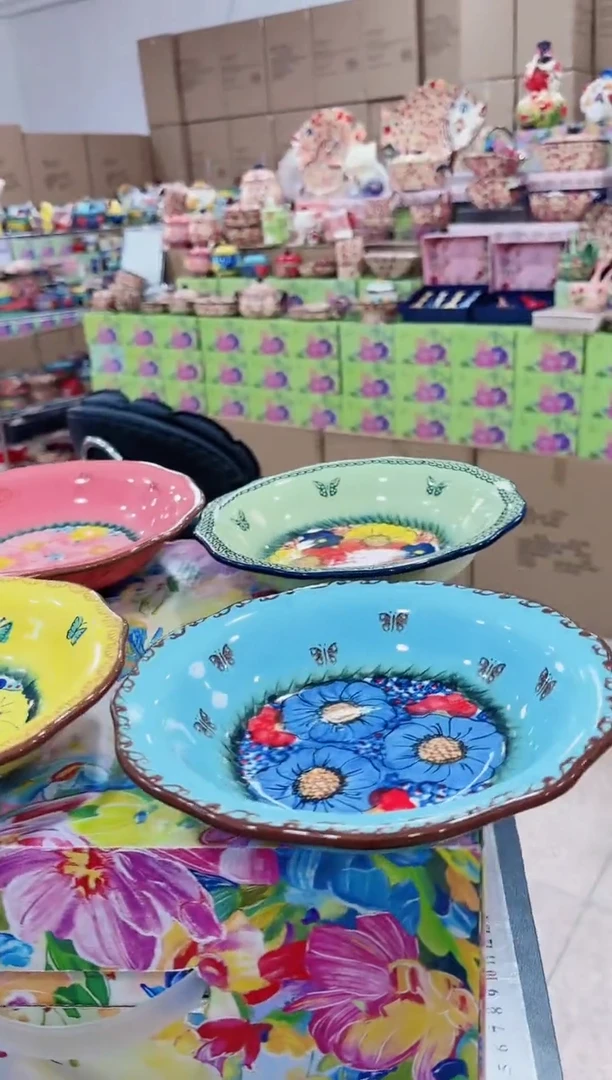 瓷色彩琉璃-8英寸草帽汤盘四个装（碧海换莫妮卡）