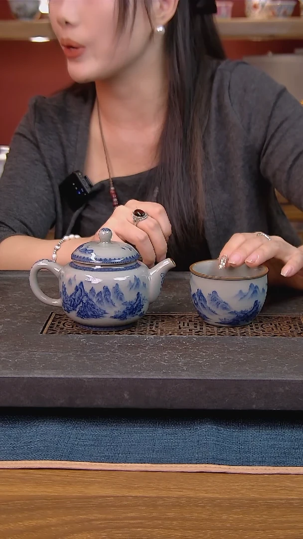 简装家用款2件套 老陶泥开片纹陶瓷茶具